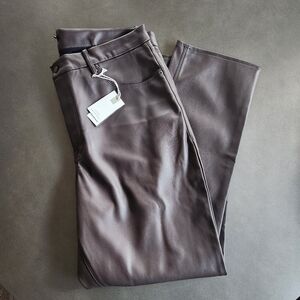 Good American Womens Brown Good Icon Faux Leather Pants Size 20 NWT $185